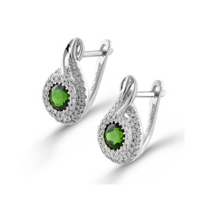 Cercei Aur 18k Diamante, London Blue Topaz, Topaz Albastru, Ametiste DERUVO